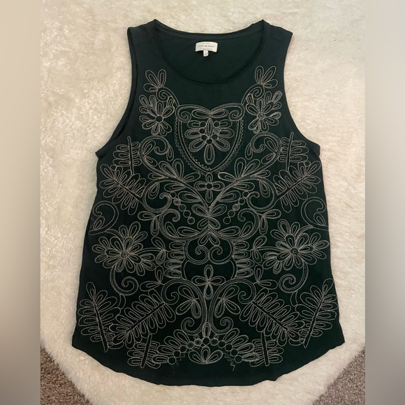 Lucky Brand Women's Sleeveless V-Neck Cutwork Tank Top – Woven Pull-On Style, Elastic Waist, Casual & Comfortable
